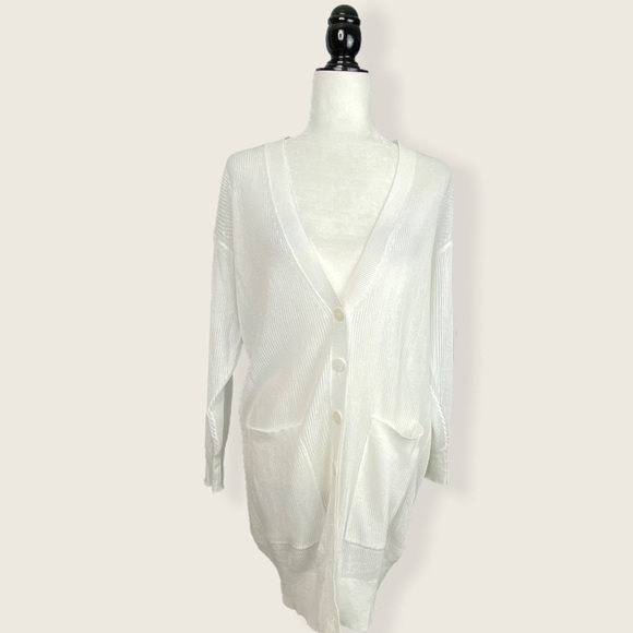 House of CB Stefania White Sheer Midi Cardigan XS - Picture 8 of 16